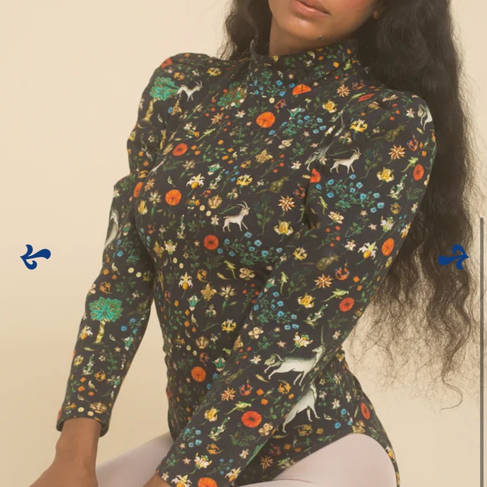 Samantha Pleet Turtle Bodysuit - Black Illuminated Unicorn Print - XL